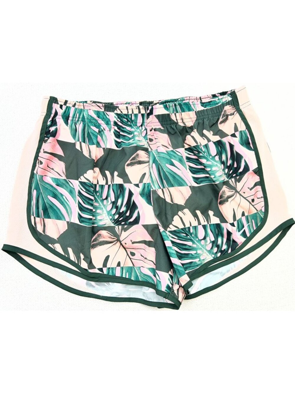Nike Womens Dri-FIT Tempo Running Shorts Stretch Size Large Multi Monstera Print